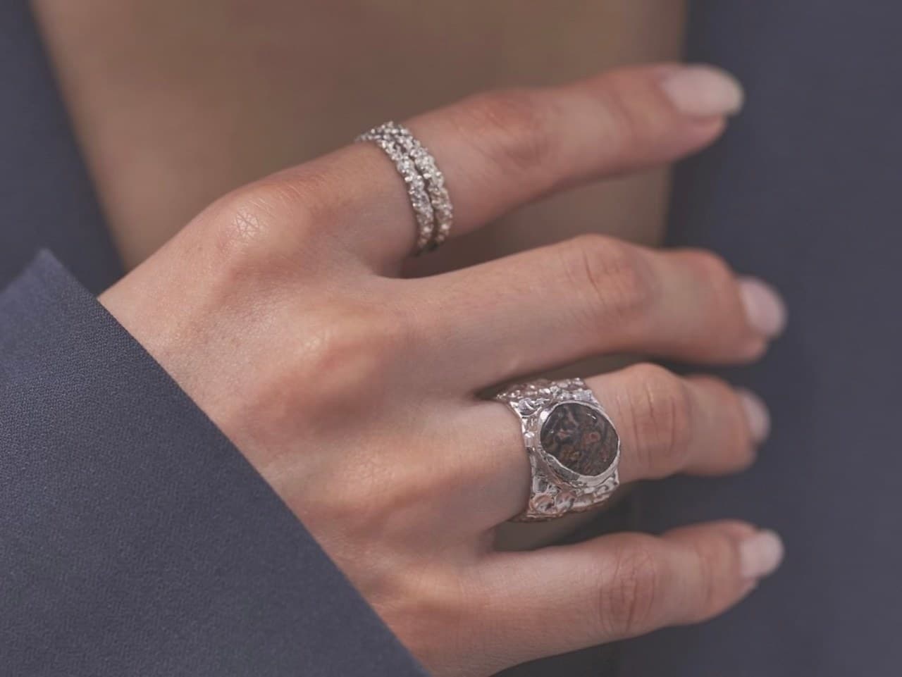 eclipce ring silver, leopard skin jasper ring